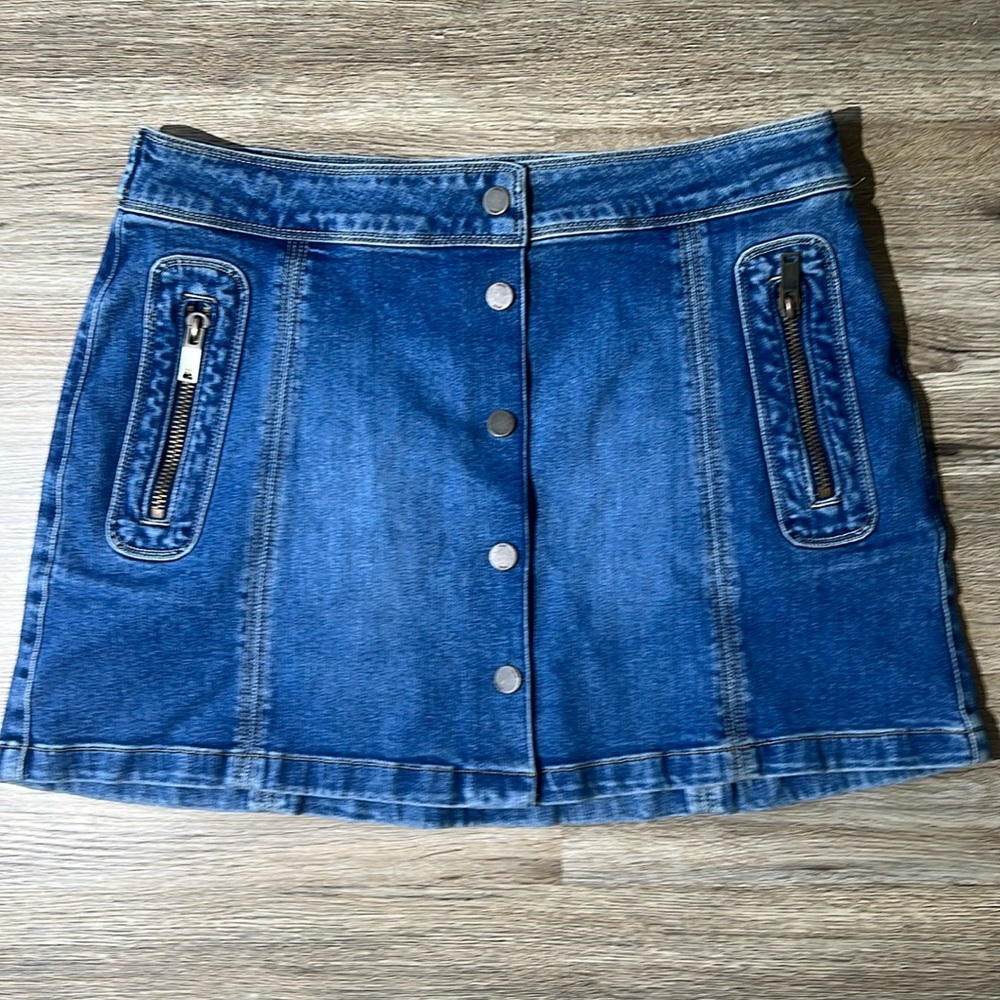REISS Kaleigh Denim Mini Skirt Size 14 - Picture 3 of 12
